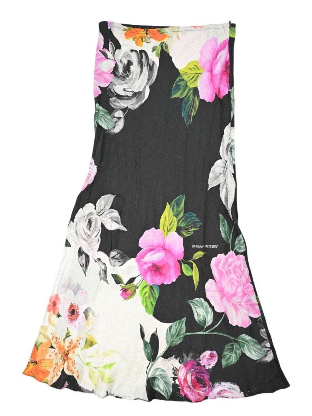 Off-White 2018 Floral Print Silk Skirt in Black